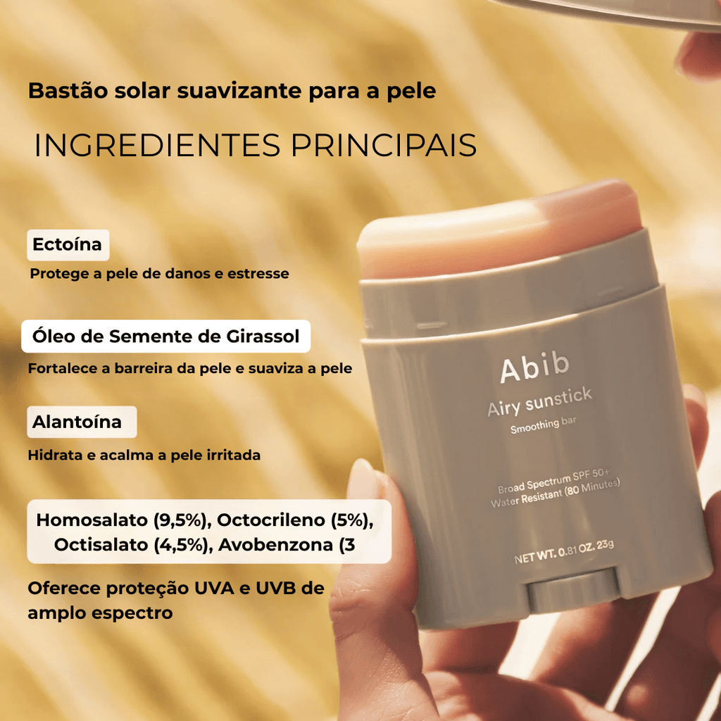 Protetor Solar Stick Abib SPF50+ PA++++ Airy ou Quick | Proteção UV Sem Oleosidade