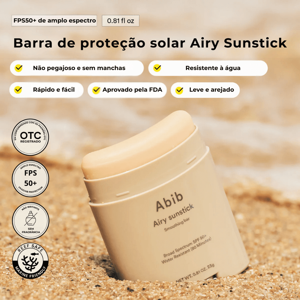 Protetor Solar Stick Abib SPF50+ PA++++ Airy ou Quick | Proteção UV Sem Oleosidade