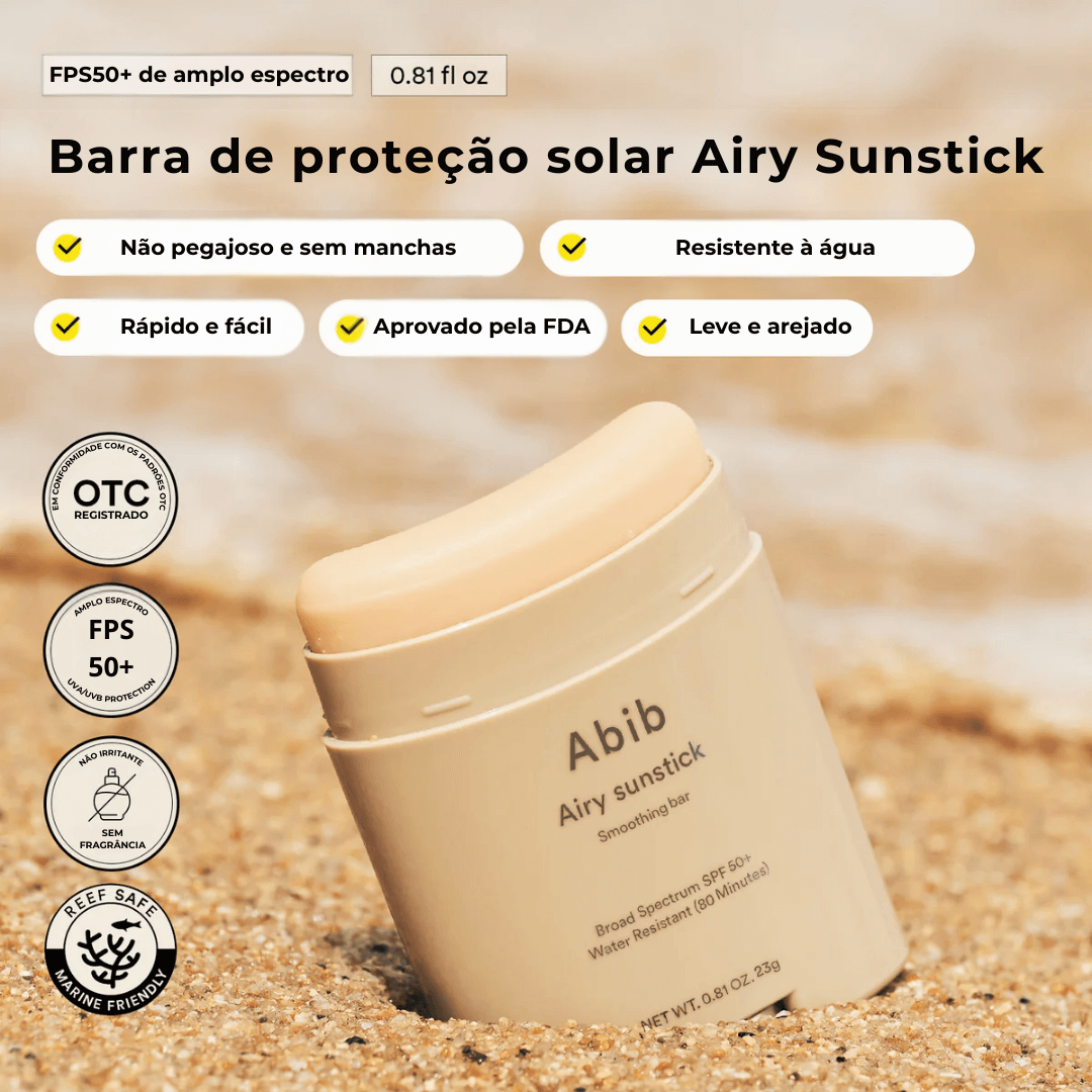 Protetor Solar Stick Abib SPF50+ PA++++ Airy ou Quick | Proteção UV Sem Oleosidade