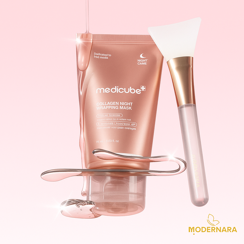 Máscara Noturna Coreana de Colágeno – Medicube (75g + Pincel)