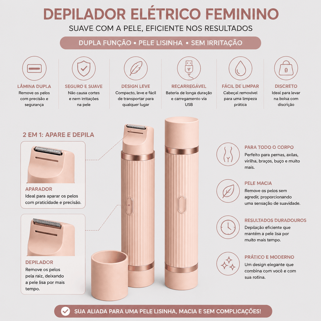 Pele lisinha em minutos, sem dor e sem irritação