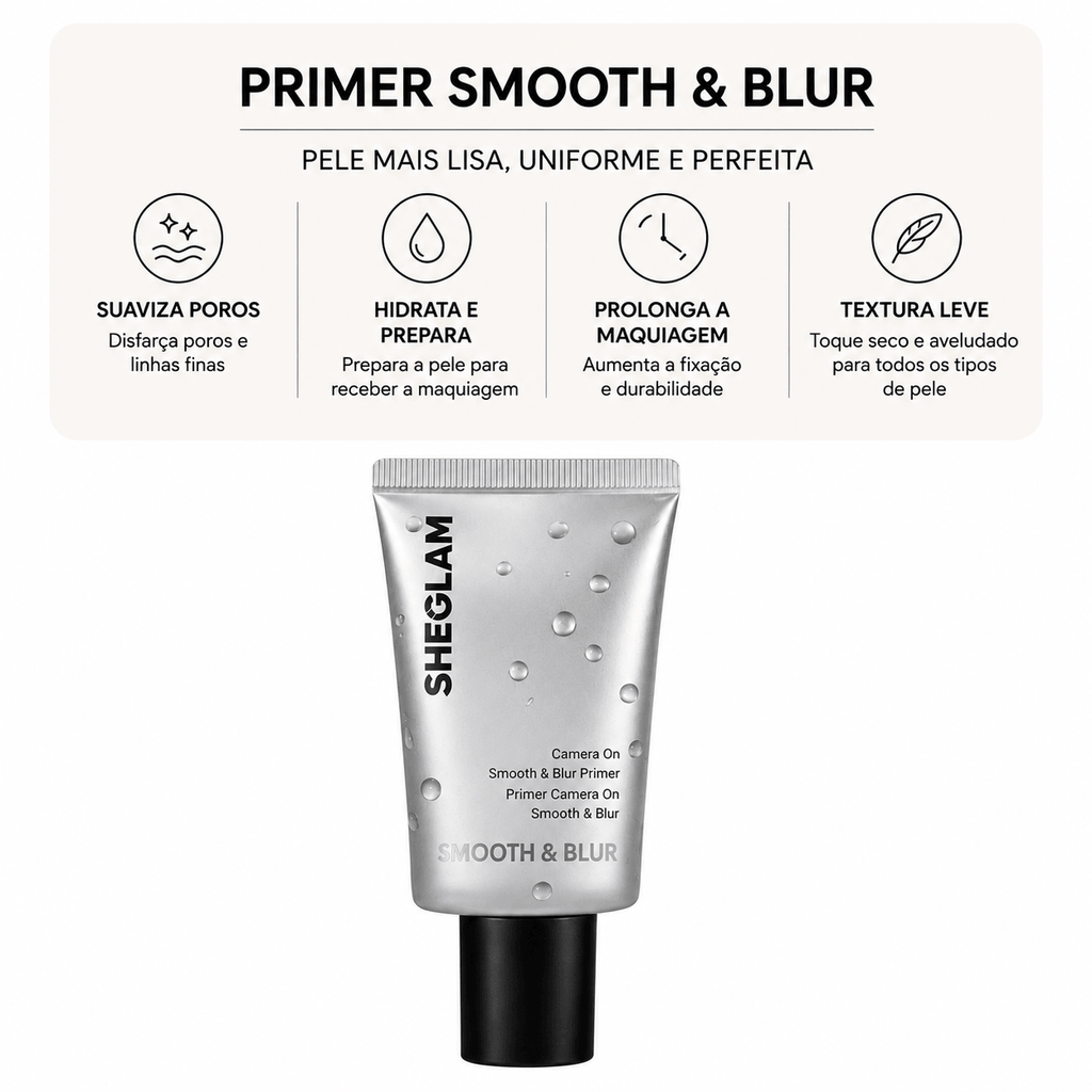 Primer SHEGLAM Smooth & Blur  Efeito Filtro e Controle de Oleosidade