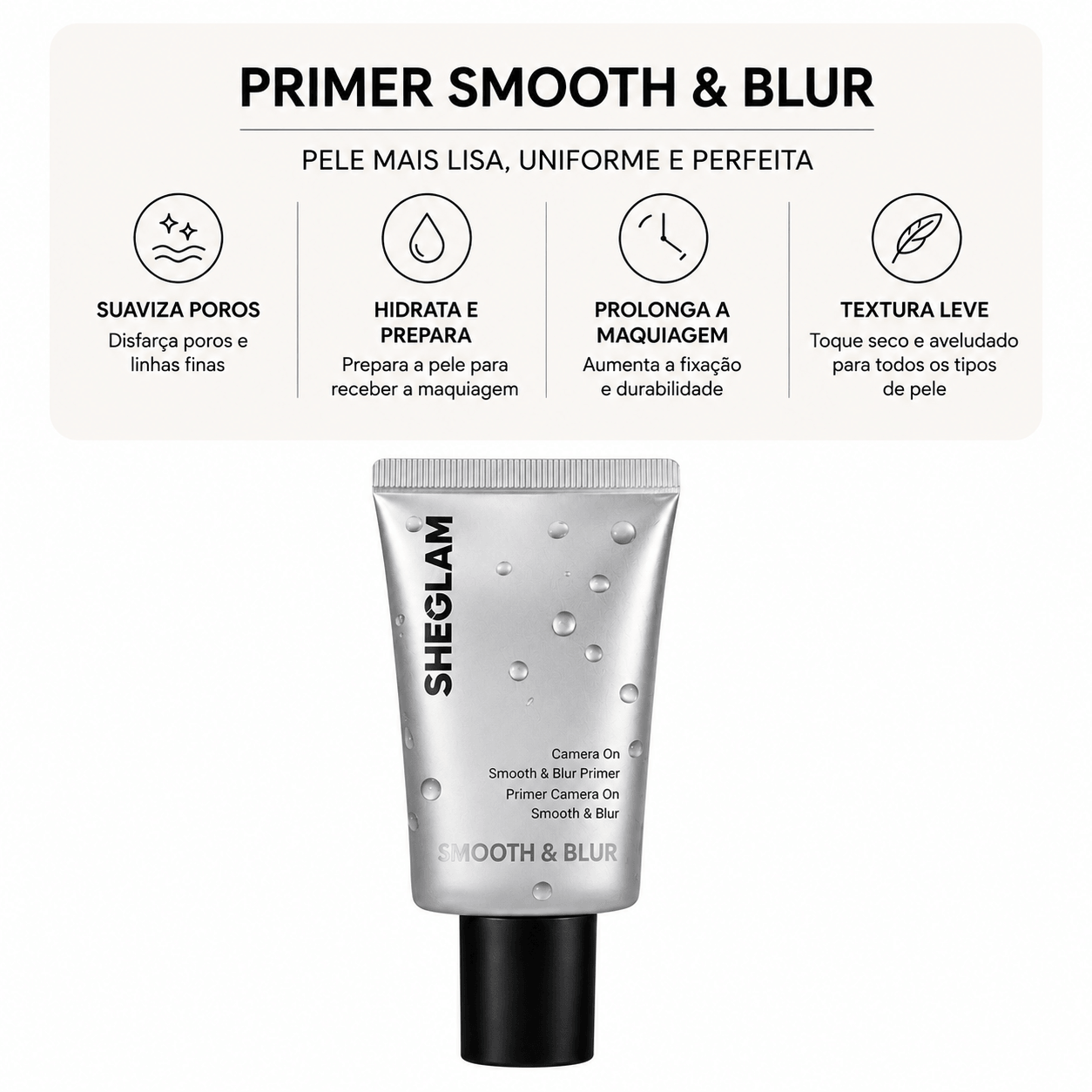 Primer SHEGLAM Smooth & Blur  Efeito Filtro e Controle de Oleosidade