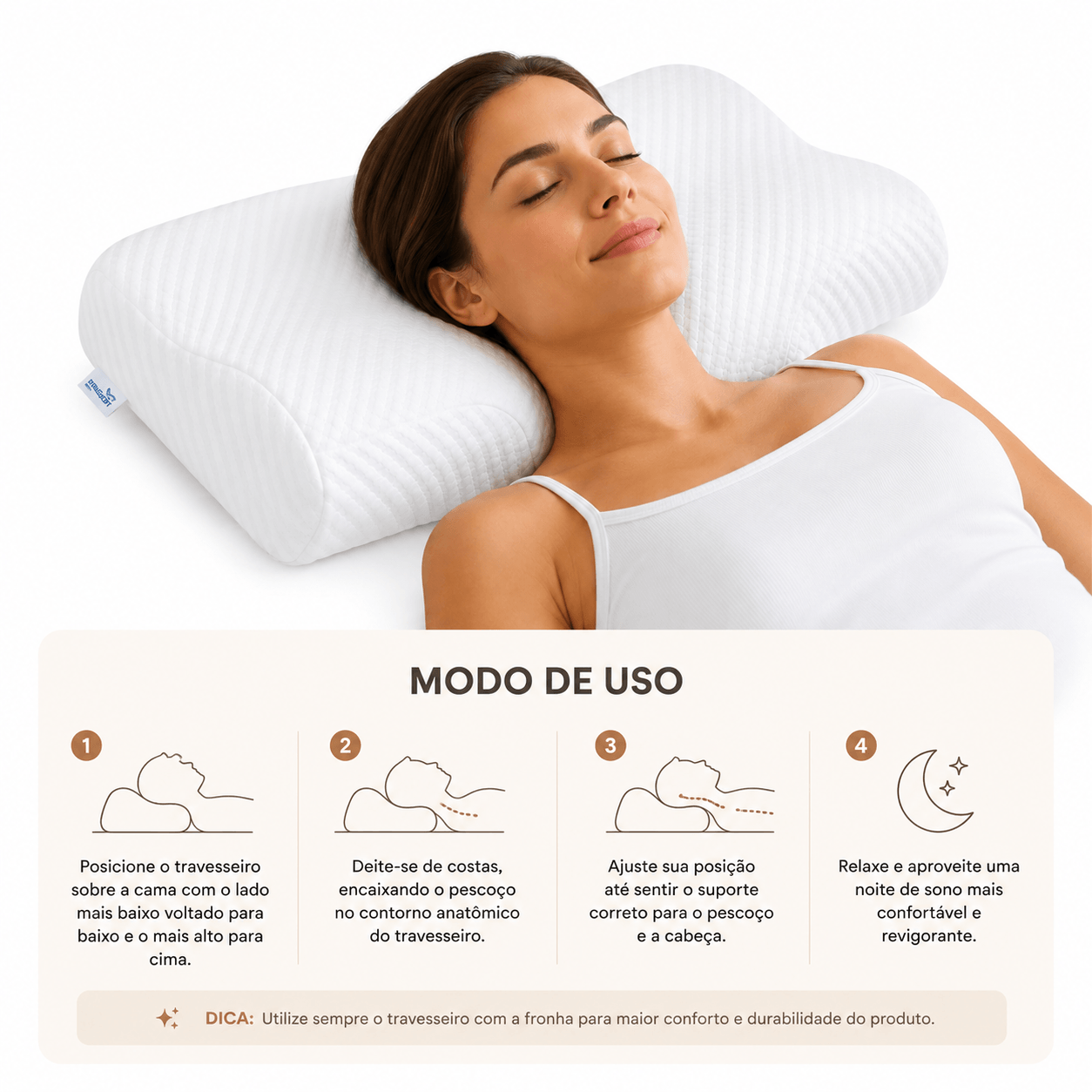 Travesseiro Cervical Anatômico com Espuma NASA Brasoft Confort