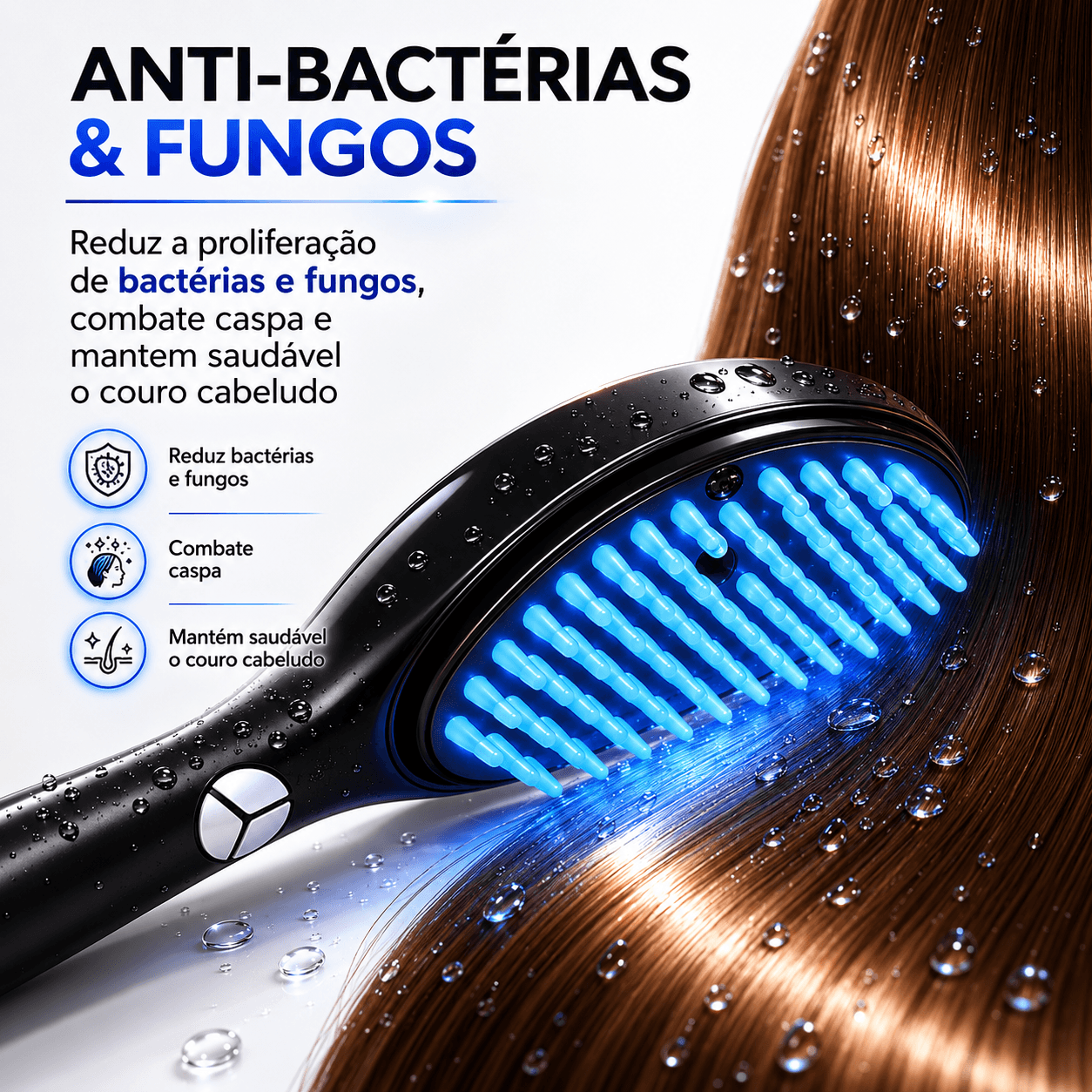 Escova de Terapia Capilar Anti-queda com LED 4 em 1