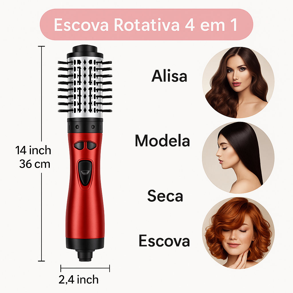 Escova Rotativa Eletrica Secador de Cabelo Profissional
