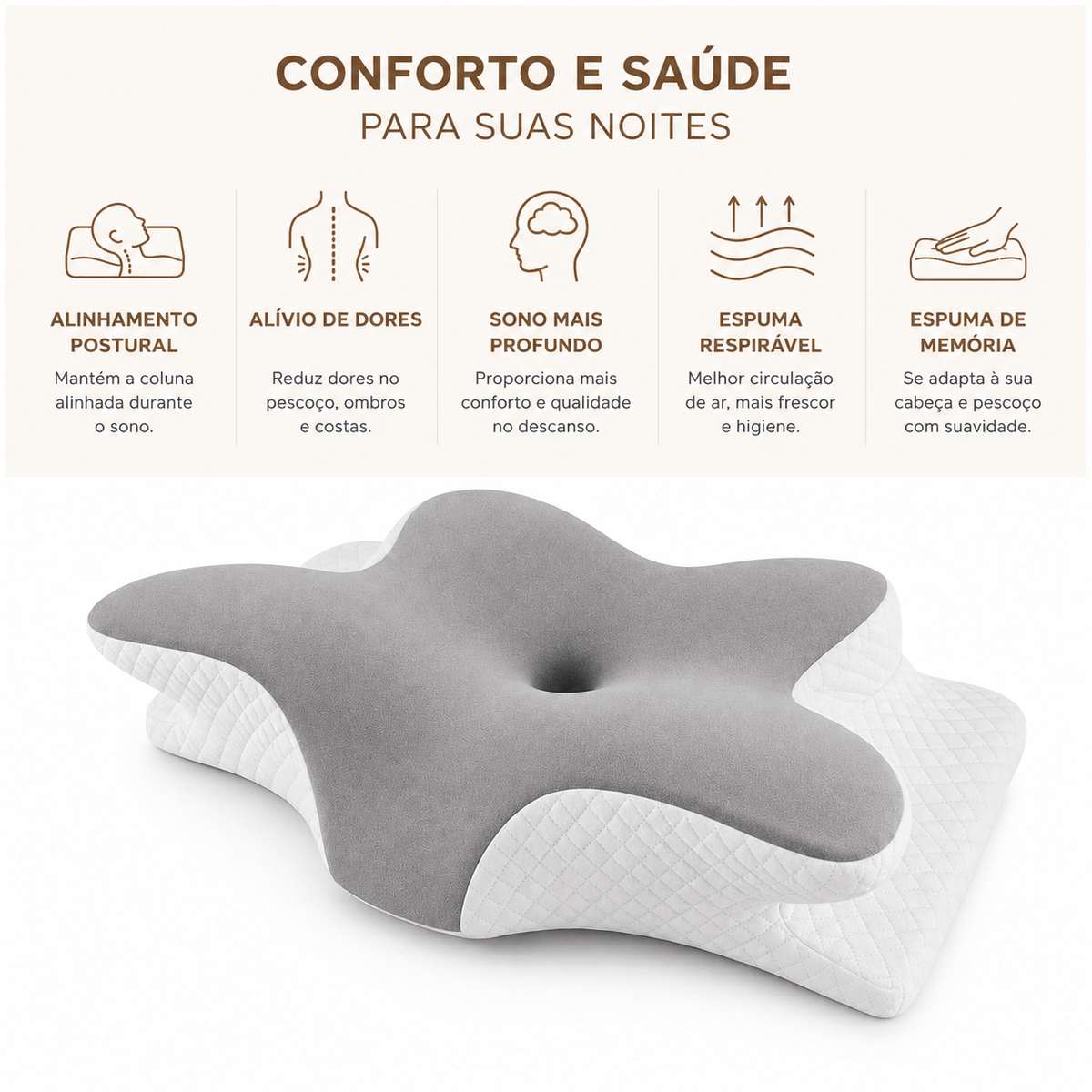 Travesseiro Cervical Anatômico Ortopédico Coluna