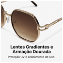 Óculos de Sol Octogonal UV400 Vintage Unissex em Metal