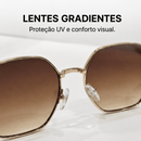 Óculos de Sol Octogonal UV400 Vintage Unissex em Metal