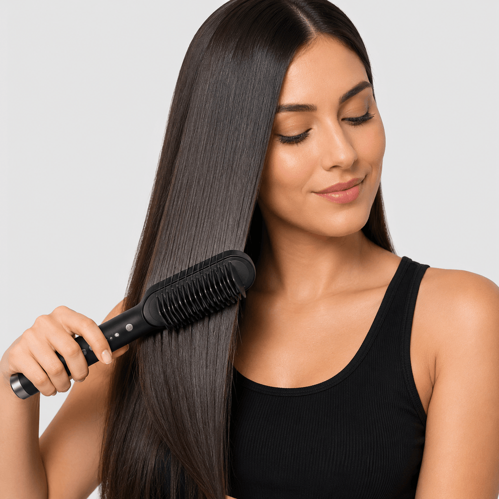 Escova Alisadora Bivolt 5 em 1 – Alisa, Modela, Hidrata e Remove o Frizz em Minutos