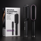 Escova Alisadora Bivolt 5 em 1 – Alisa, Modela, Hidrata e Remove o Frizz em Minutos