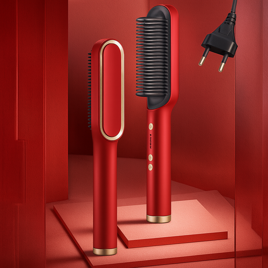 Escova Alisadora Bivolt 5 em 1 – Alisa, Modela, Hidrata e Remove o Frizz em Minutos