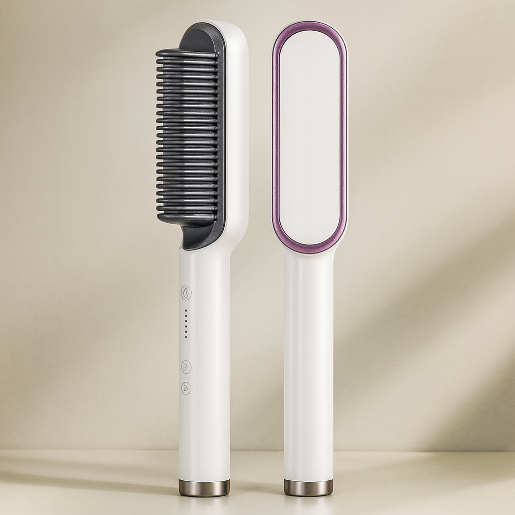 Escova Alisadora Bivolt 5 em 1 – Alisa, Modela, Hidrata e Remove o Frizz em Minutos