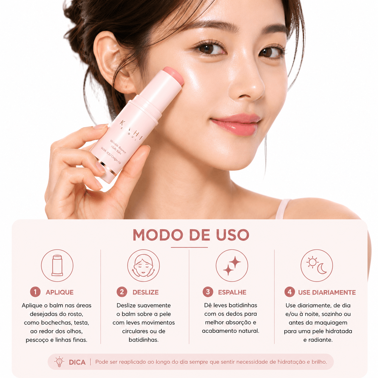 Bastão Facial coreano de colágeno e hidratação instantânea