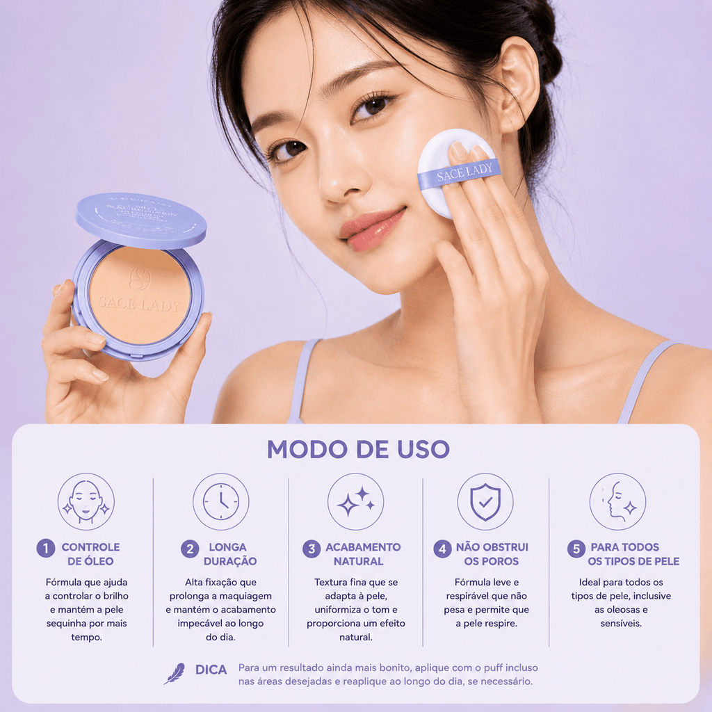Pó Compacto Matte Controle de Oleosidade e Longa Duração