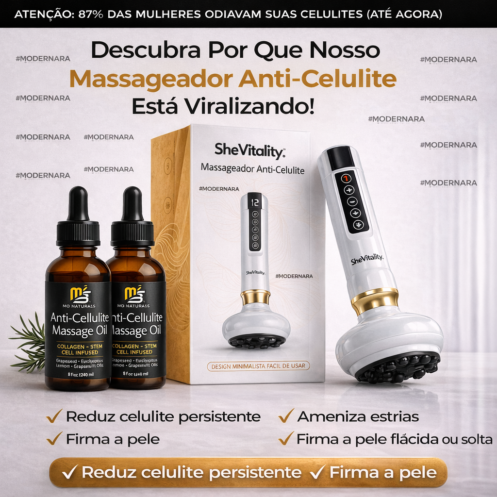 Massageador Anticelulite + 2 Óleos de Brinde