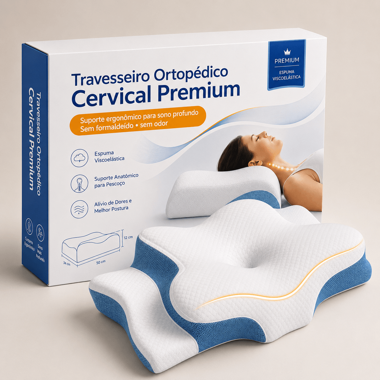Travesseiro Cervical Anatômico Ortopédico Coluna