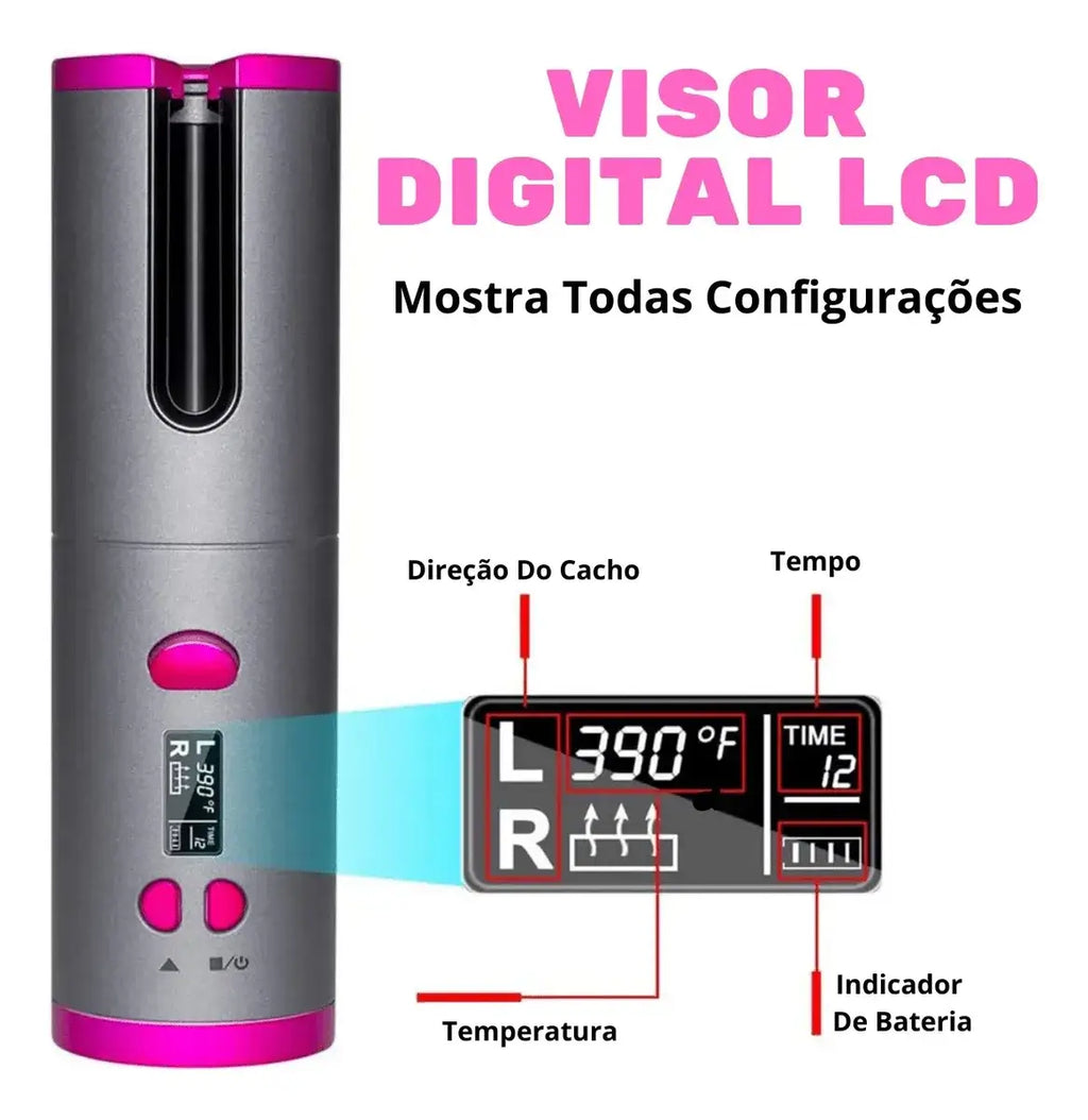 Modelador de Cabelo Automático sem Fio com Cerâmica Embutida