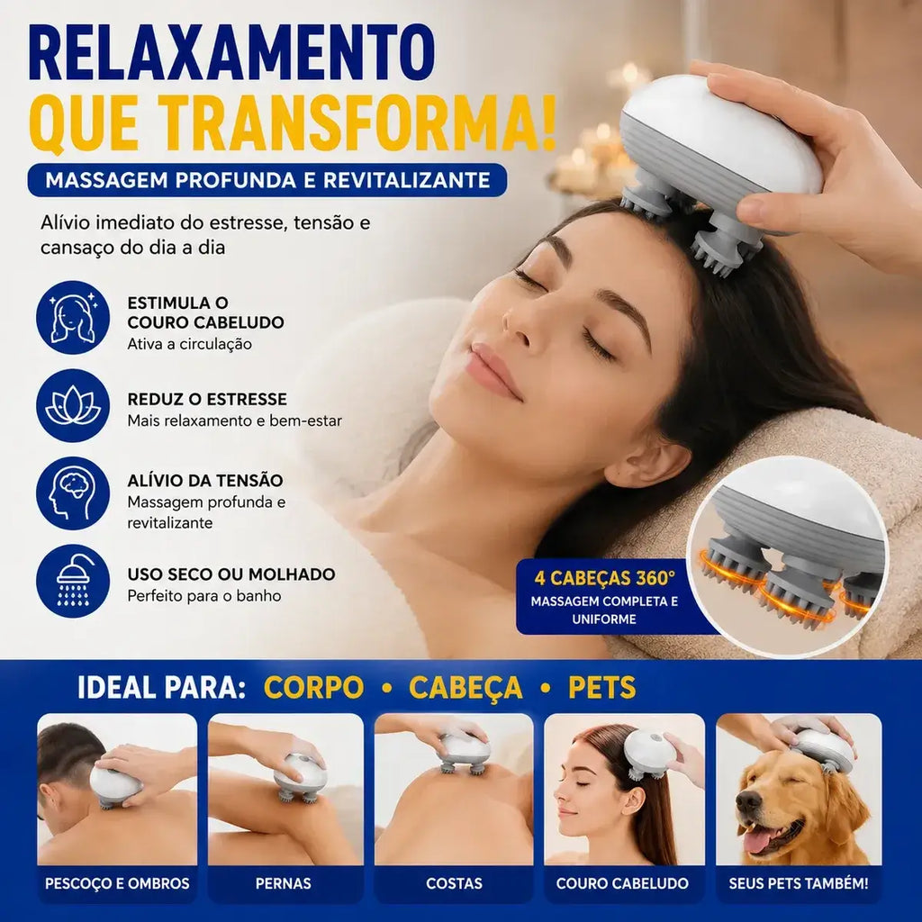Massageador Elétrico para Couro Cabeludo / Crescimento e Nutrição Natural