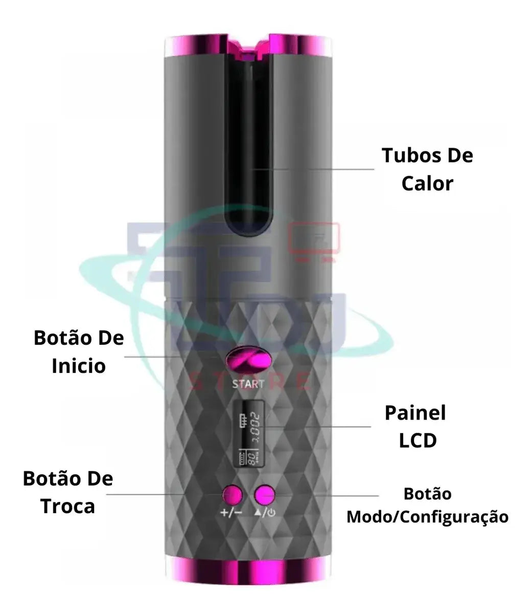 Modelador de Cabelo Automático sem Fio com Cerâmica Embutida