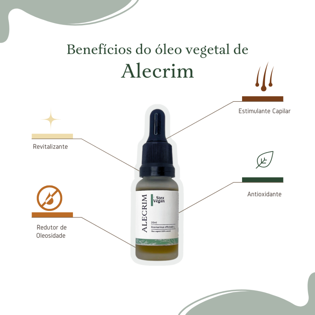 Óleo de Alecrim 100% Puro Prensado a Frio para Crescimento Capilar e Pele Saudável – Vegano e Natural