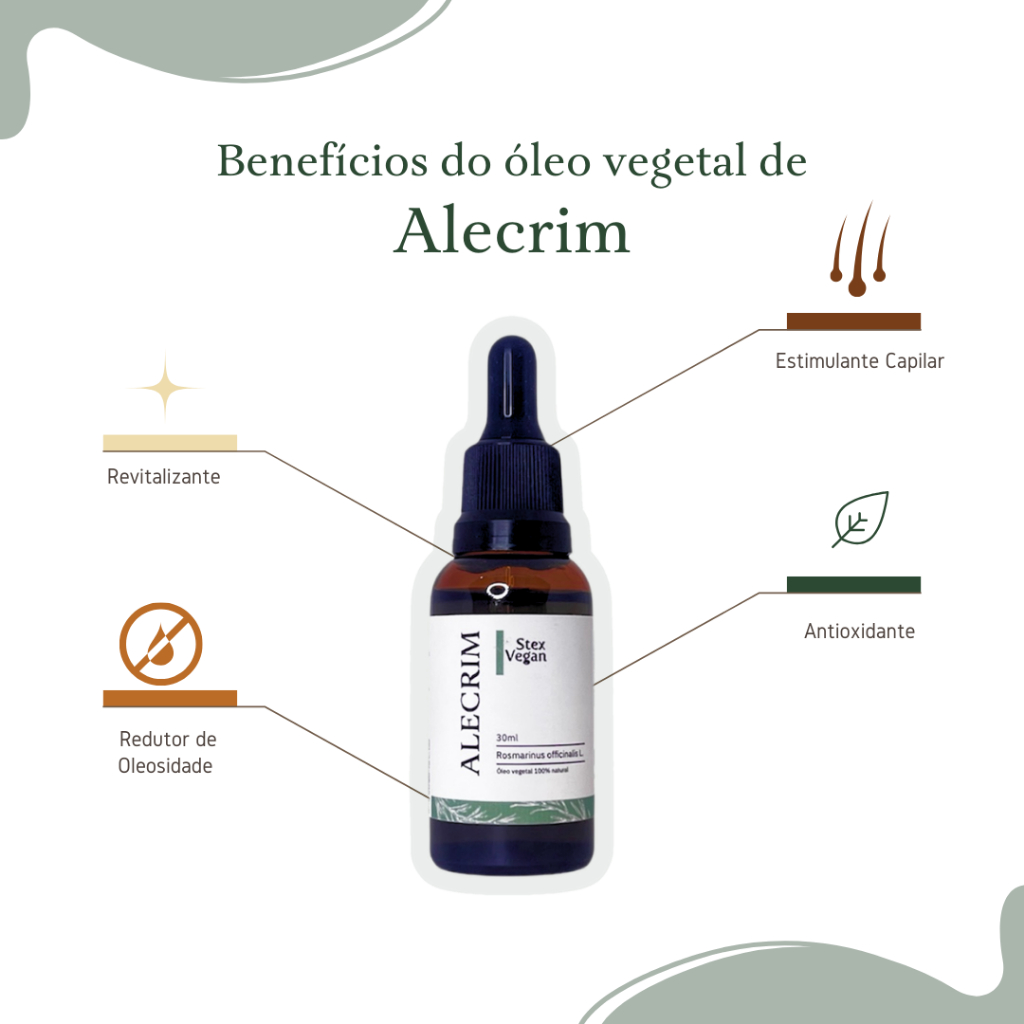 Óleo de Alecrim 100% Puro Prensado a Frio para Crescimento Capilar e Pele Saudável – Vegano e Natural