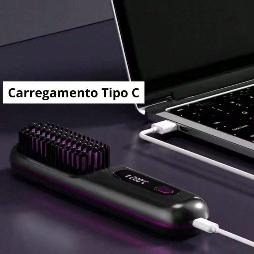 Alisador Cabelo Escova Portátil Viagem Penteador USB Rolo Liso Uso