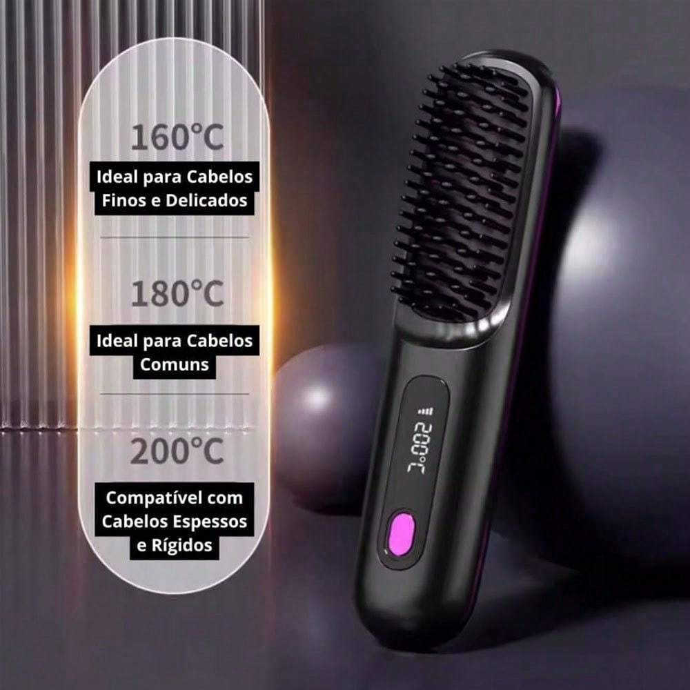 Alisador Cabelo Escova Portátil Viagem Penteador USB Rolo Liso Uso