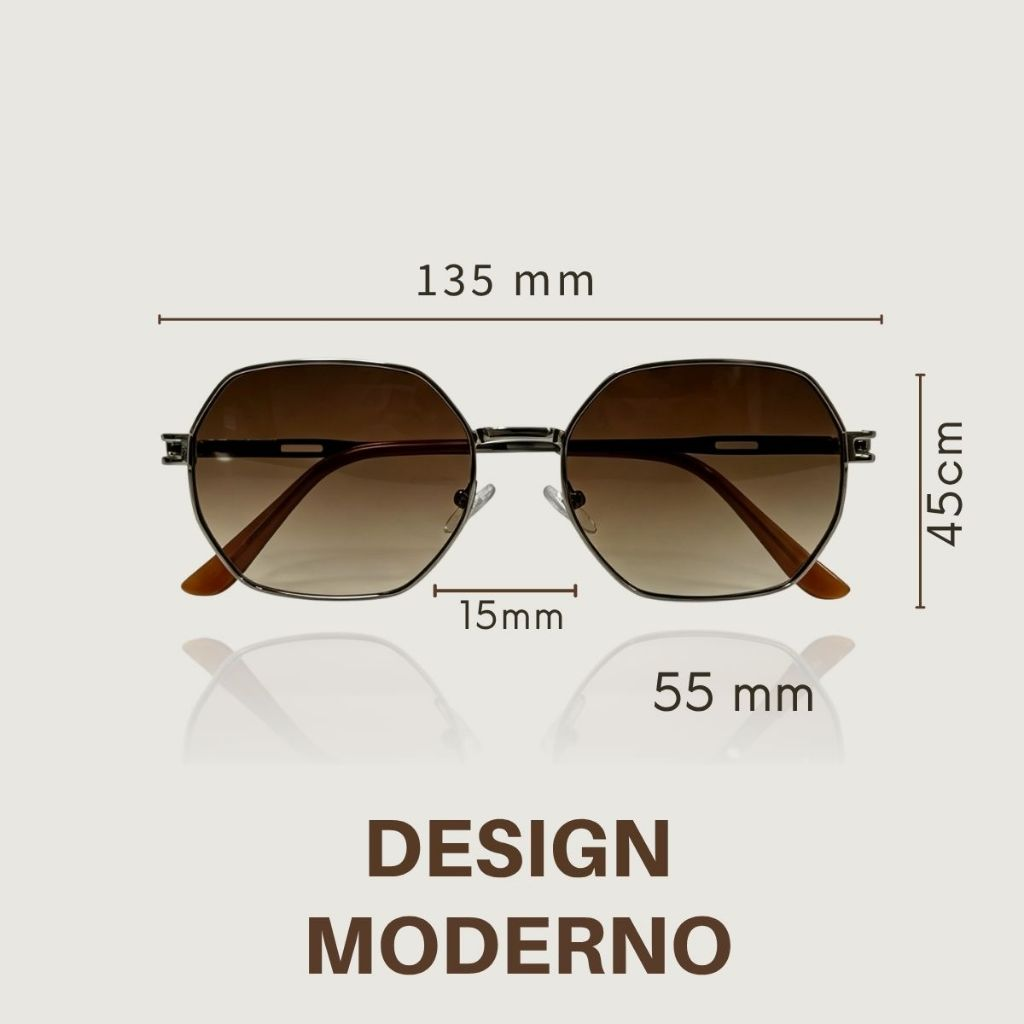 Óculos de Sol Heyoo Octogonal Casual Urbano Unissex Proteção UV400 Estrutura Leve Dupla Ponte Sofisticado Para Dia a Dia