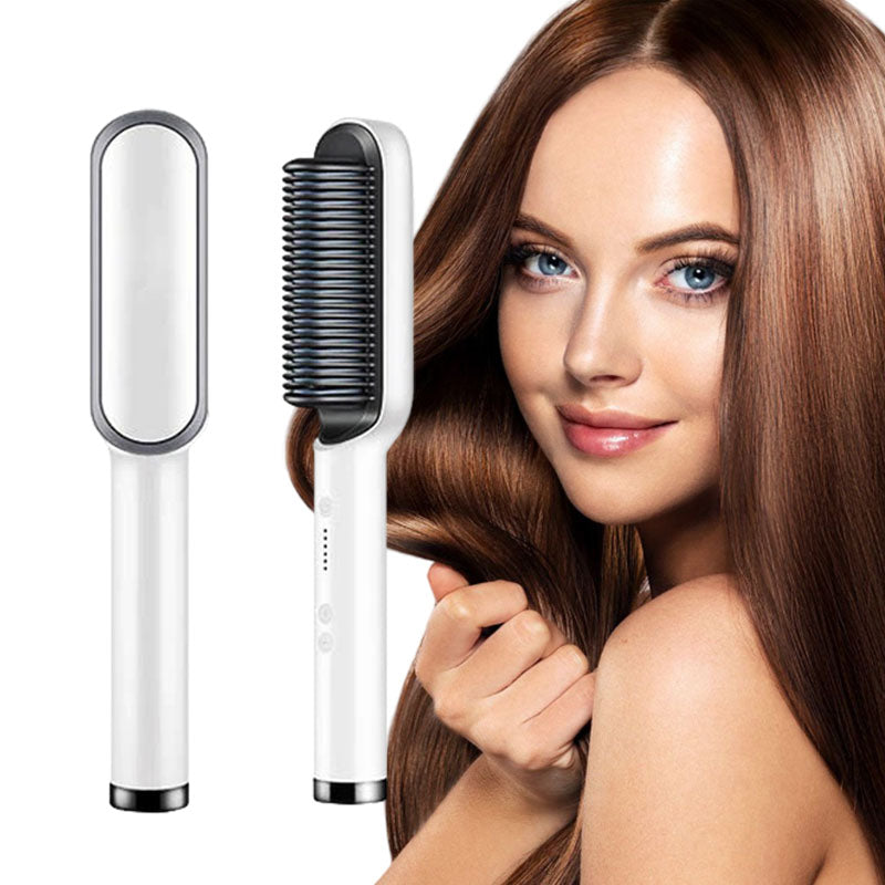 Escova Alisadora Bivolt 5 em 1 – Alisa, Modela, Hidrata e Remove o Frizz em Minutos