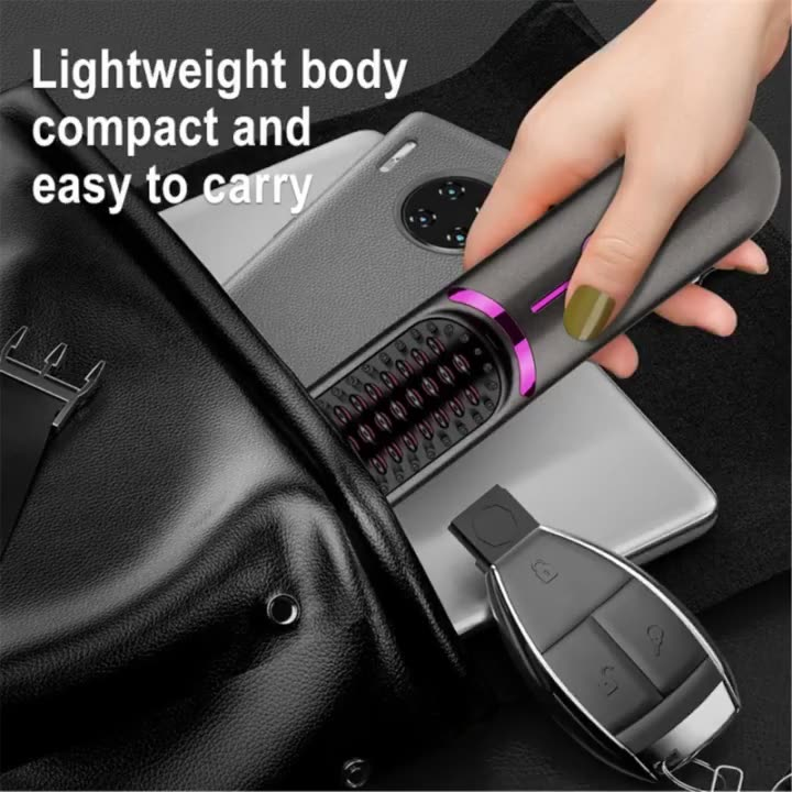 Alisador Cabelo Escova Portátil Viagem Penteador USB Rolo Liso Uso