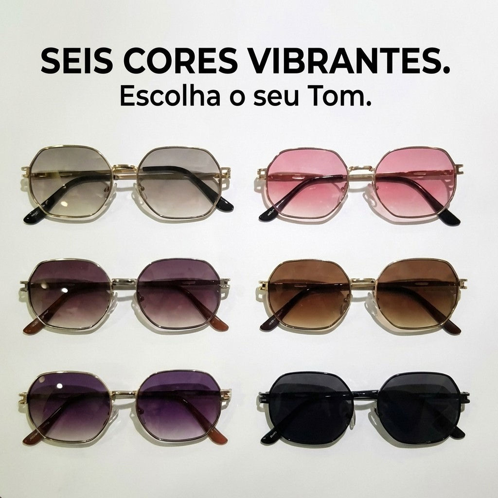 Óculos de Sol Heyoo Octogonal Casual Urbano Unissex Proteção UV400 Estrutura Leve Dupla Ponte Sofisticado Para Dia a Dia