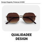 Óculos de Sol Heyoo Octogonal Casual Urbano Unissex Proteção UV400 Estrutura Leve Dupla Ponte Sofisticado Para Dia a Dia