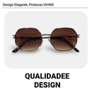 Óculos de Sol Heyoo Octogonal Casual Urbano Unissex Proteção UV400 Estrutura Leve Dupla Ponte Sofisticado Para Dia a Dia