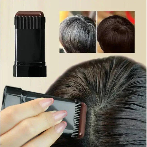 Caneta de Pente para Cobrir Cabelos Brancos Instantaneamente – Preta e Natural, à Prova d’Água